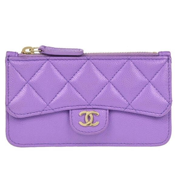 Chanel Purple Calfskin Cardholder Small Good 195326 - Picture 1 of 7